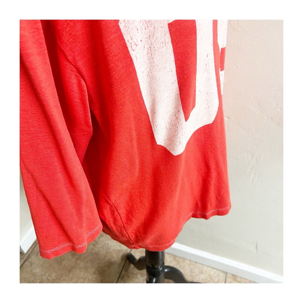 Anthropologie Pilcro 3/4 Varsity Tee Pullover Red Size Medium Rugby Sporty - Picture 10 of 12